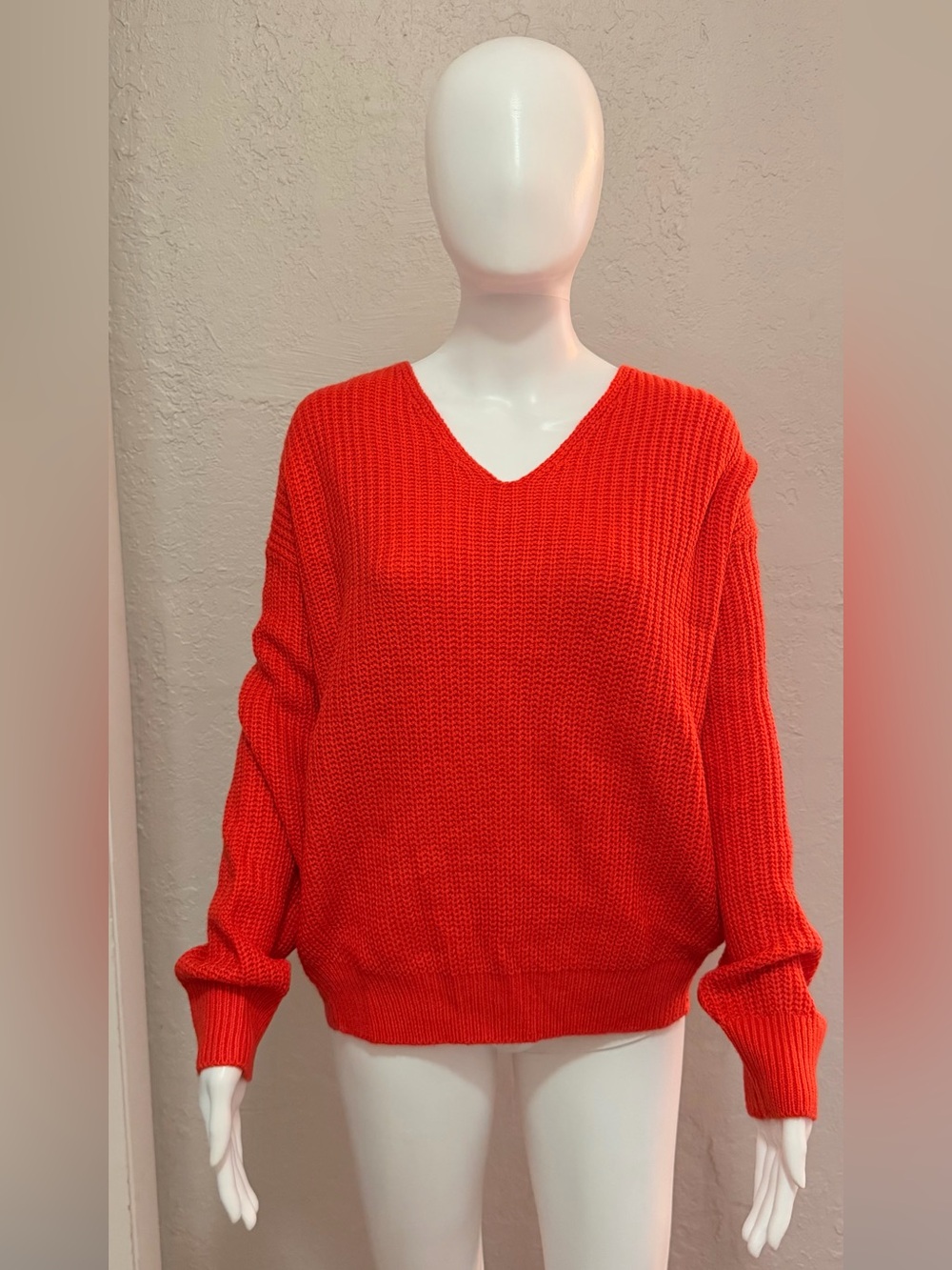 Orange V-Neck Sweater Like New